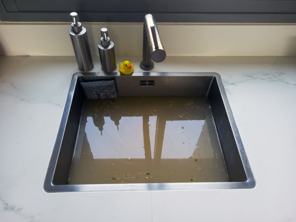 a backed-up drain